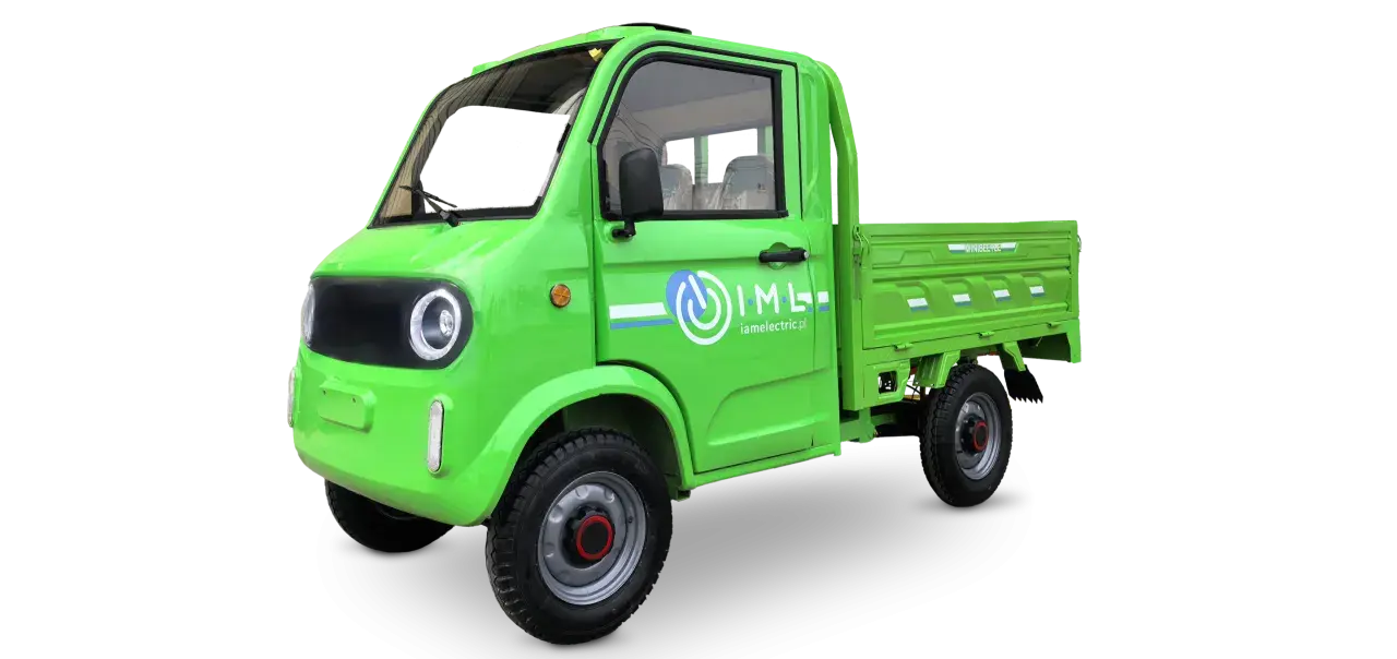 Zielona, elektryczna wywrotka IML. Zastanawiasz się, ile kosztuje wywrotka? Sprawdź cenę tego modelu!