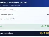 Orientacyjny koszt ogrodzenia z siatki PCV na działce 100 mb: siatka 1900 zł, słupki z montażem 1200-2000 zł, osprzęt 300-600 zł. Razem materiał 3500-4500 zł.