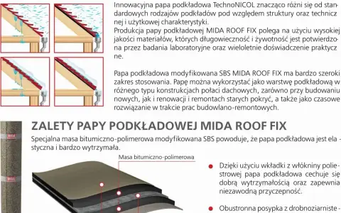 Papa podkładowa modyfikowana SBS MIDA ROOF FIX to elastyczne i wytrzymałe rozwiązanie dachowe.