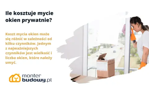 Ile kosztuje mycie okien? Cena zależy od wielkości i liczby szyb. Kobieta w pomarańczowych rękawicach myje okno.