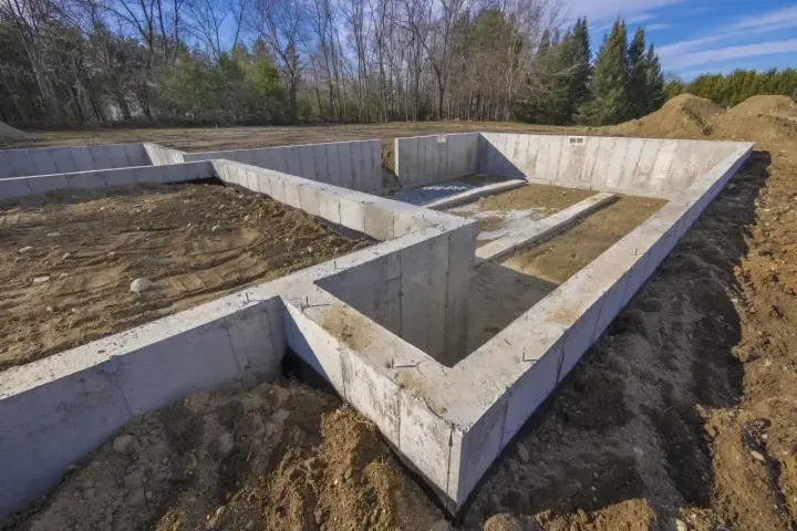Betonowe fundamenty domu na 100m2. Rozpoczęcie budowy, koszt fundamentów to kluczowy etap.