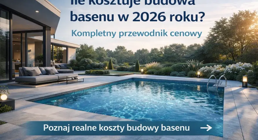 Nowoczesny basen przy domu, idealny na lato. Dowiedz się, ile kosztuje budowa basenu przy domu w 2026 roku.