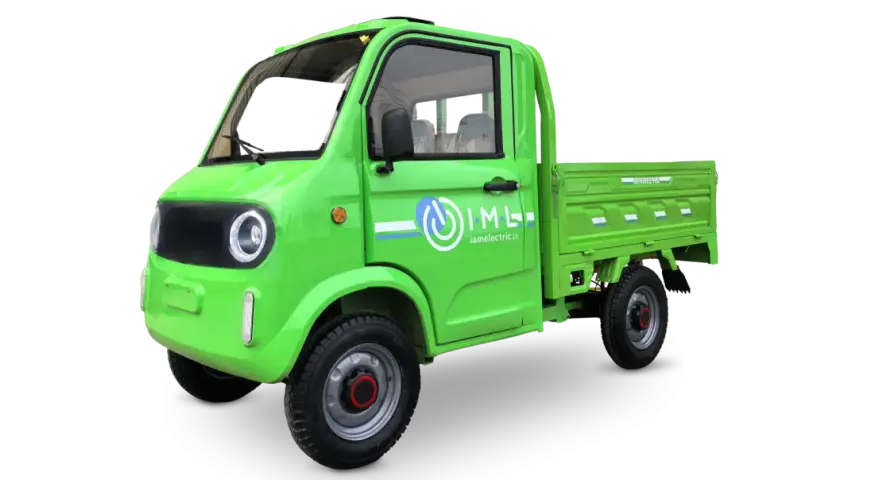 Zielona, elektryczna wywrotka IML. Zastanawiasz się, ile kosztuje wywrotka? Sprawdź cenę tego modelu!