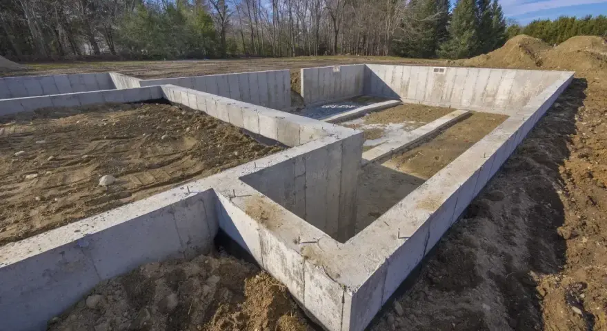 Betonowe fundamenty domu na 100m2. Rozpoczęcie budowy, koszt fundamentów to kluczowy etap.