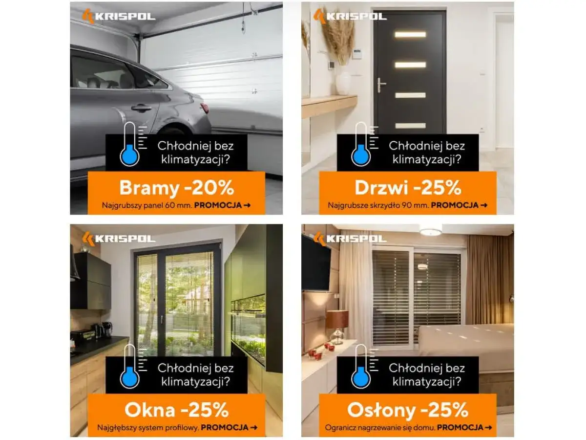 Krispol cennik: bramy, drzwi, okna i osłony z rabatami do -25%. Chłodniej bez klimatyzacji!