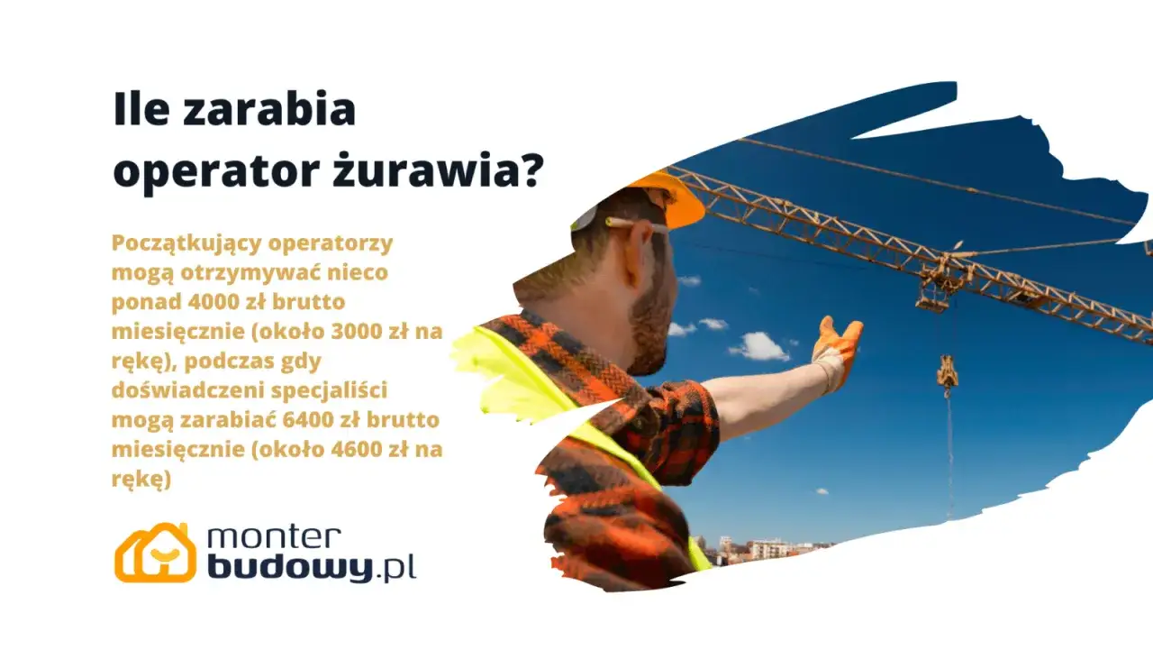 Ile zarabia operator żurawia samojezdnego? Początkujący ok. 4000 zł brutto, doświadczeni specjaliści nawet 6400 zł brutto miesięcznie.