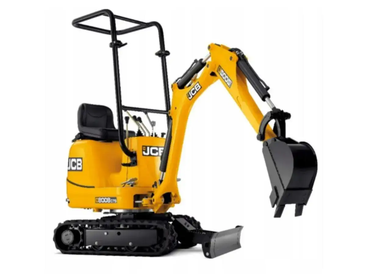 Żółta minikoparka JCB gotowa do pracy. Sprawdź atrakcyjną usługi minikoparką cenę!